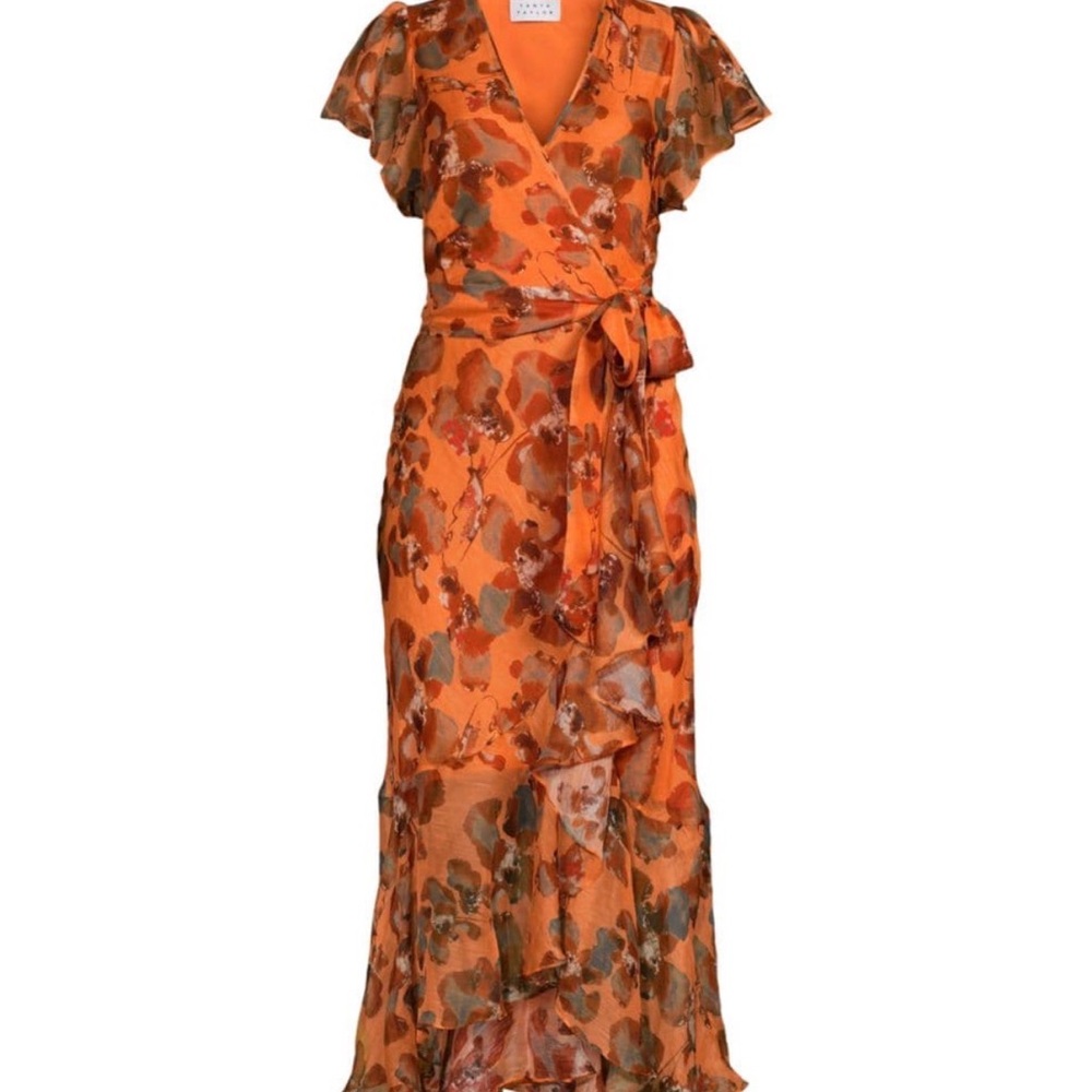 Tanya Taylor Blaire Floral Linen + Silk Midi-Dress